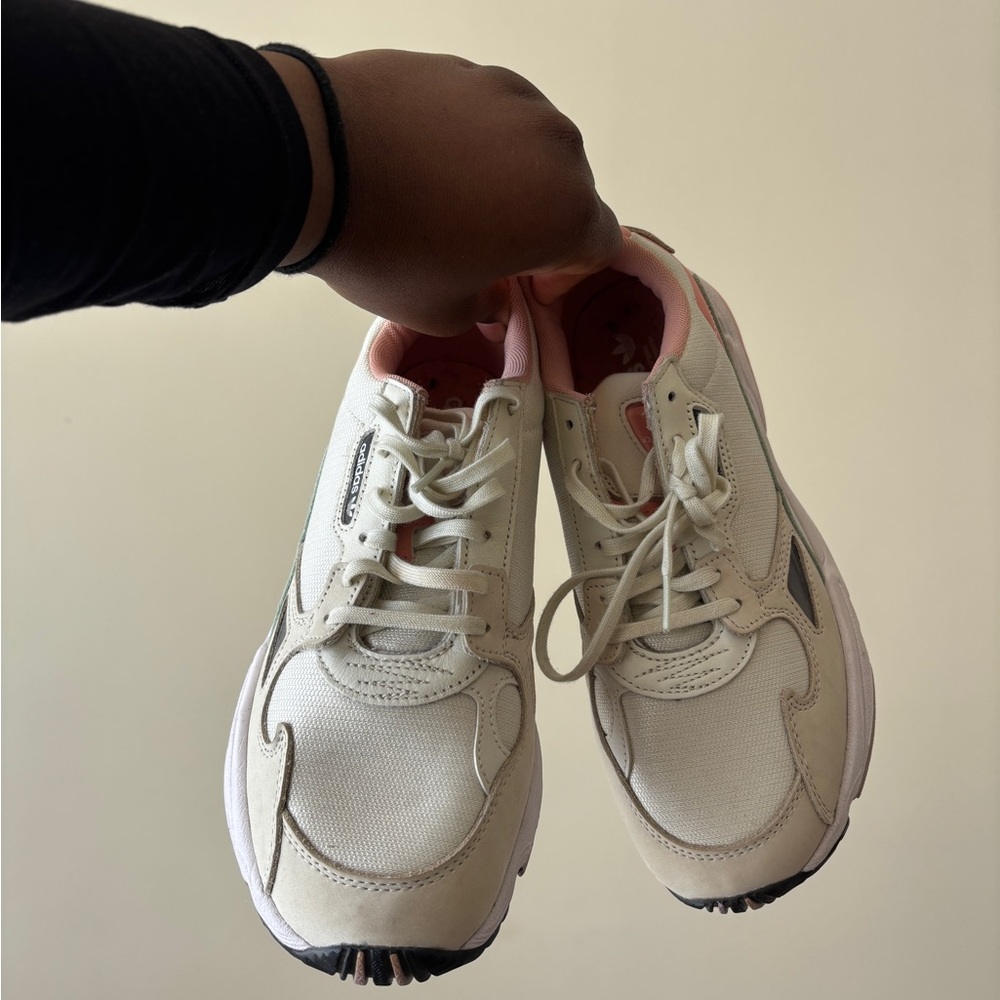 Adidas Women's White and Coral Sneakers